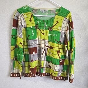 CAbi Womens cardigan skeleton key pattern